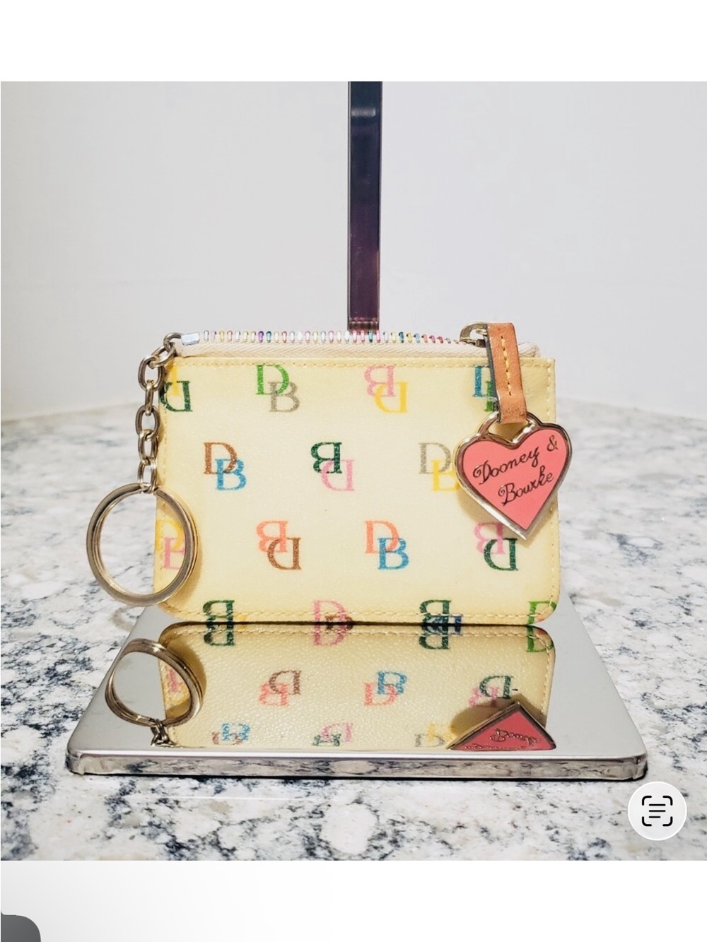 Vintage Dooney & Bourke Y2K Rainbow Monogram Keyring Coin Pouch - Picture 10 of 12